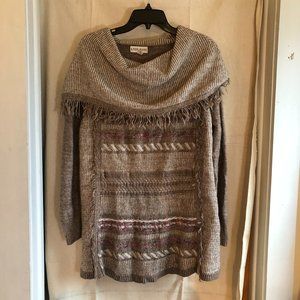 Knox Rose Sz XXL Cowl Neck & Fringe Long Sleeve Sweater